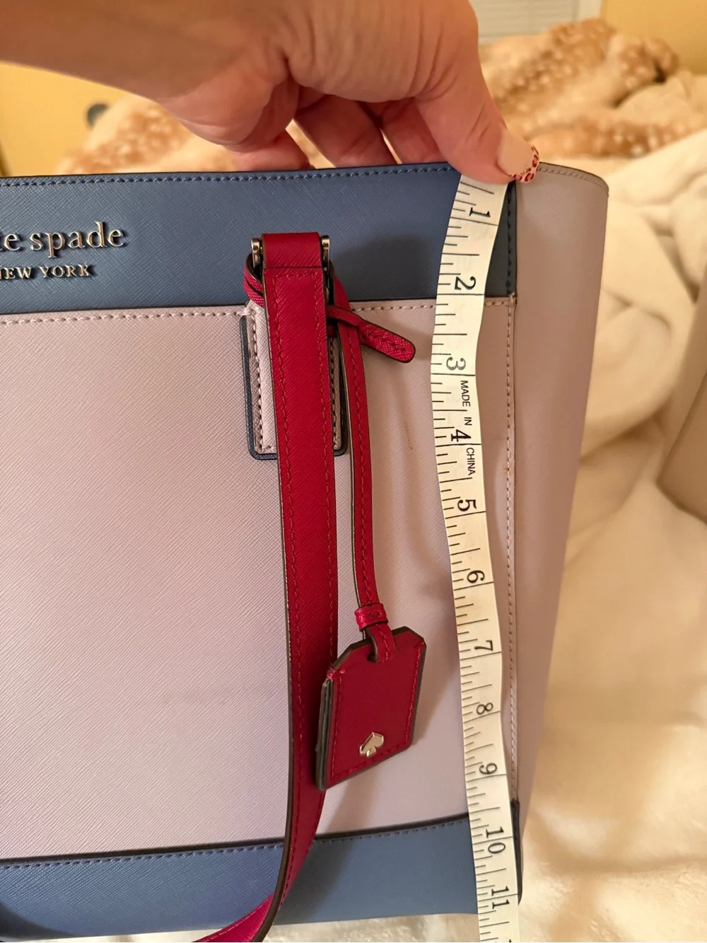 Kate Spade Pink/purple and Blue Computer Tote with Red Handles